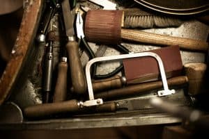 brown and silver hand tools